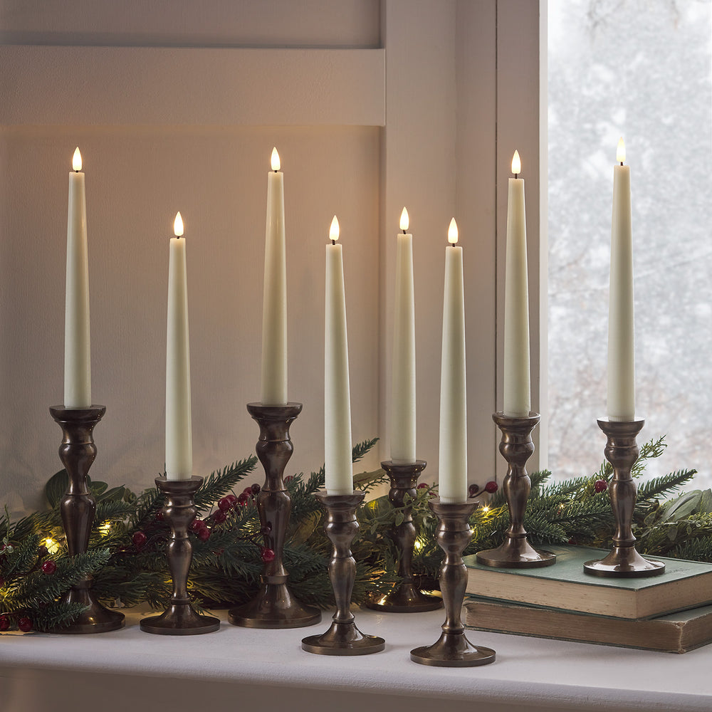 8er Set TruGlow® LED Stabkerzen Echtwachs elfenbeinfarben mit Fernbedienung
