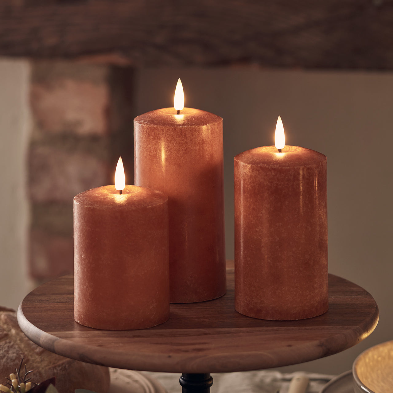TruGlow® LED Kerzen Echtwachs Trio orange
