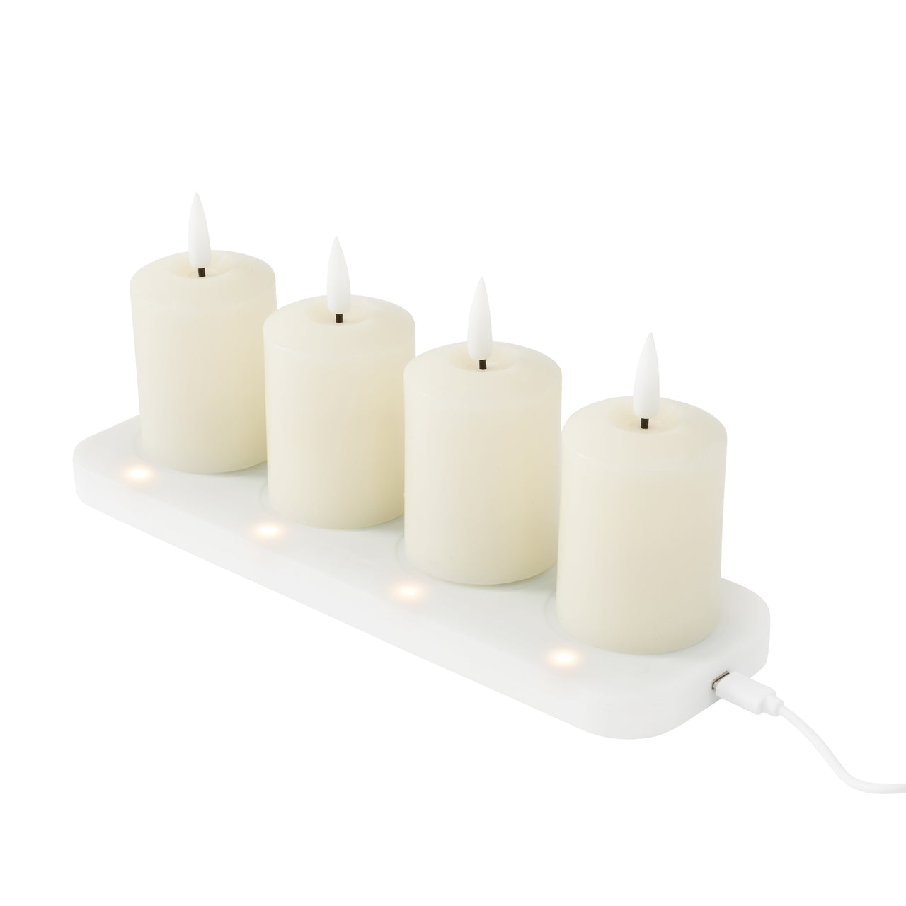 4er Set TruGlow® LED Votivkerzen Echtwachs elfenbeinfarben wiederaufladbar mit Fernbedienung