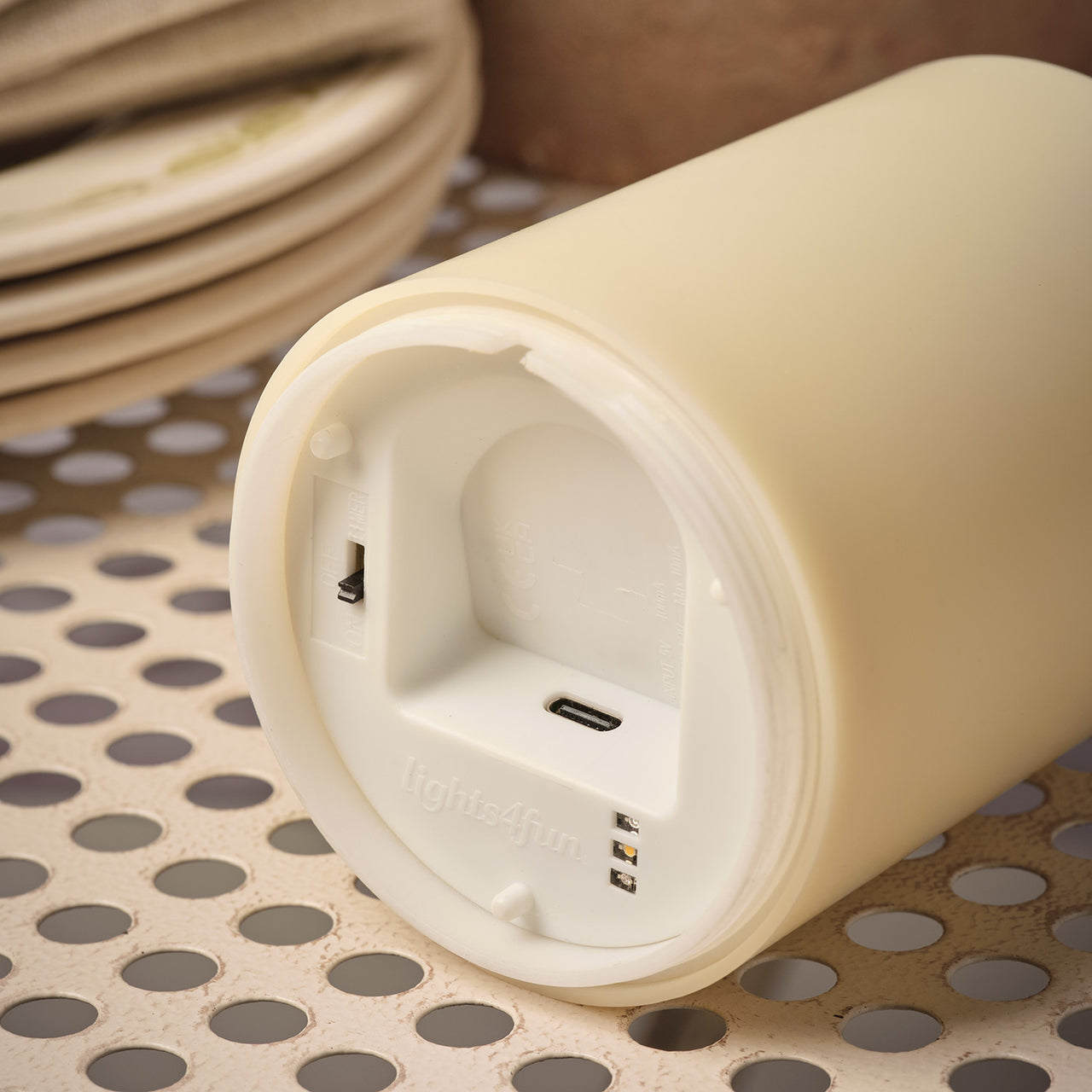 3er Set TruGlow® wiederaufladbare Outdoorkerzen mit Fernbedienung
