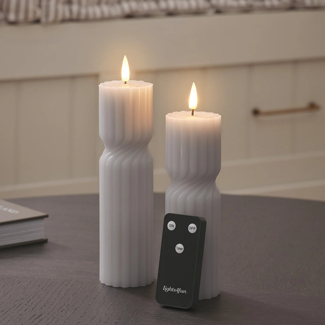 2er Set TruGlow® LED‑Stumpenkerzen mit Fernbedienung