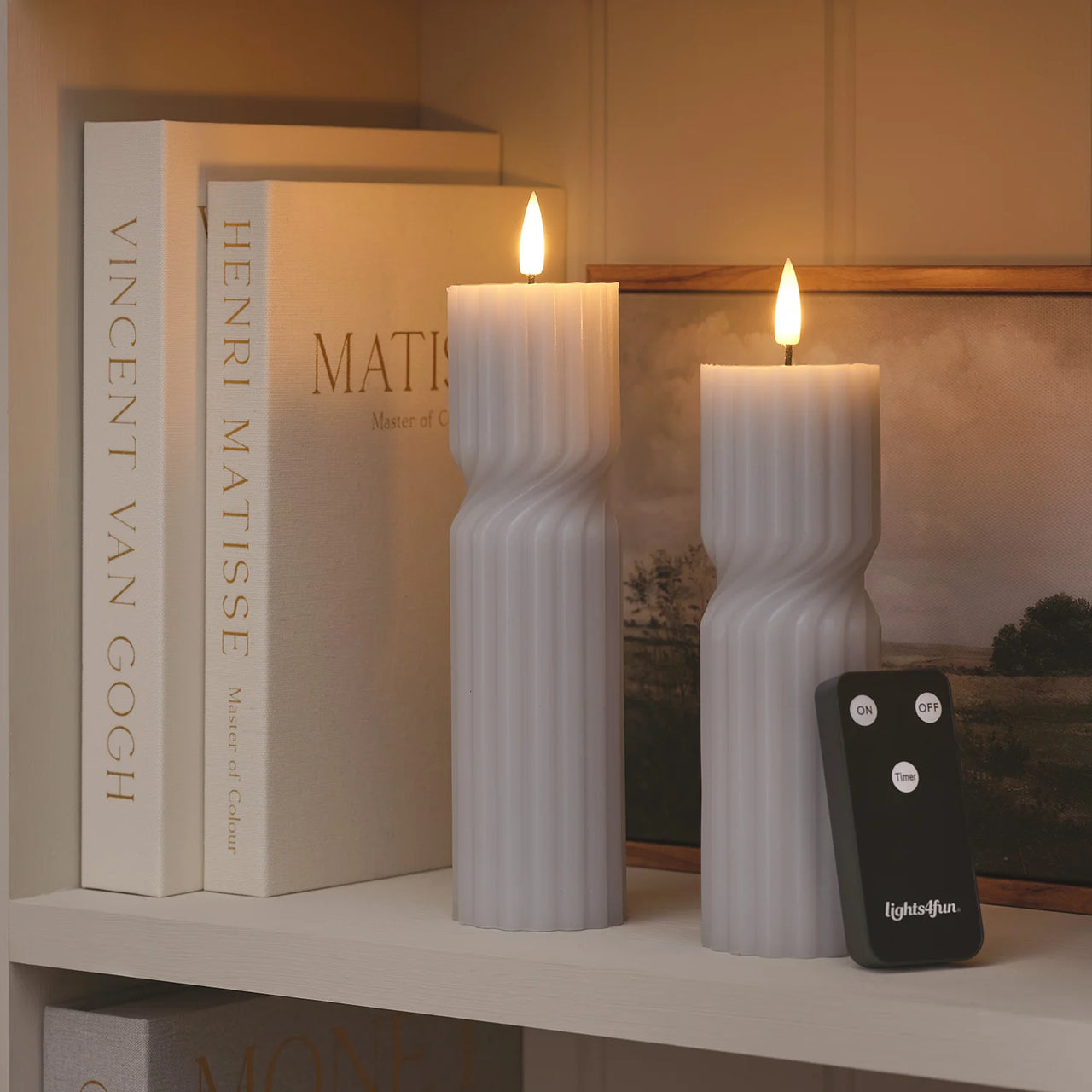 2er Set TruGlow® LED‑Stumpenkerzen mit Fernbedienung