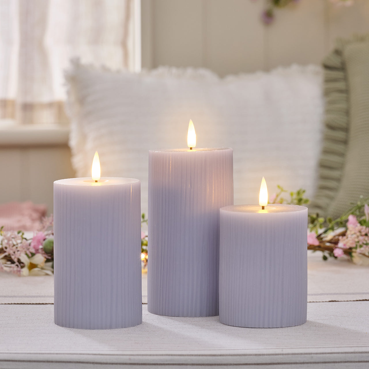 3er TruGlow® LED‑Stumpenkerzen mit Fernbedienung