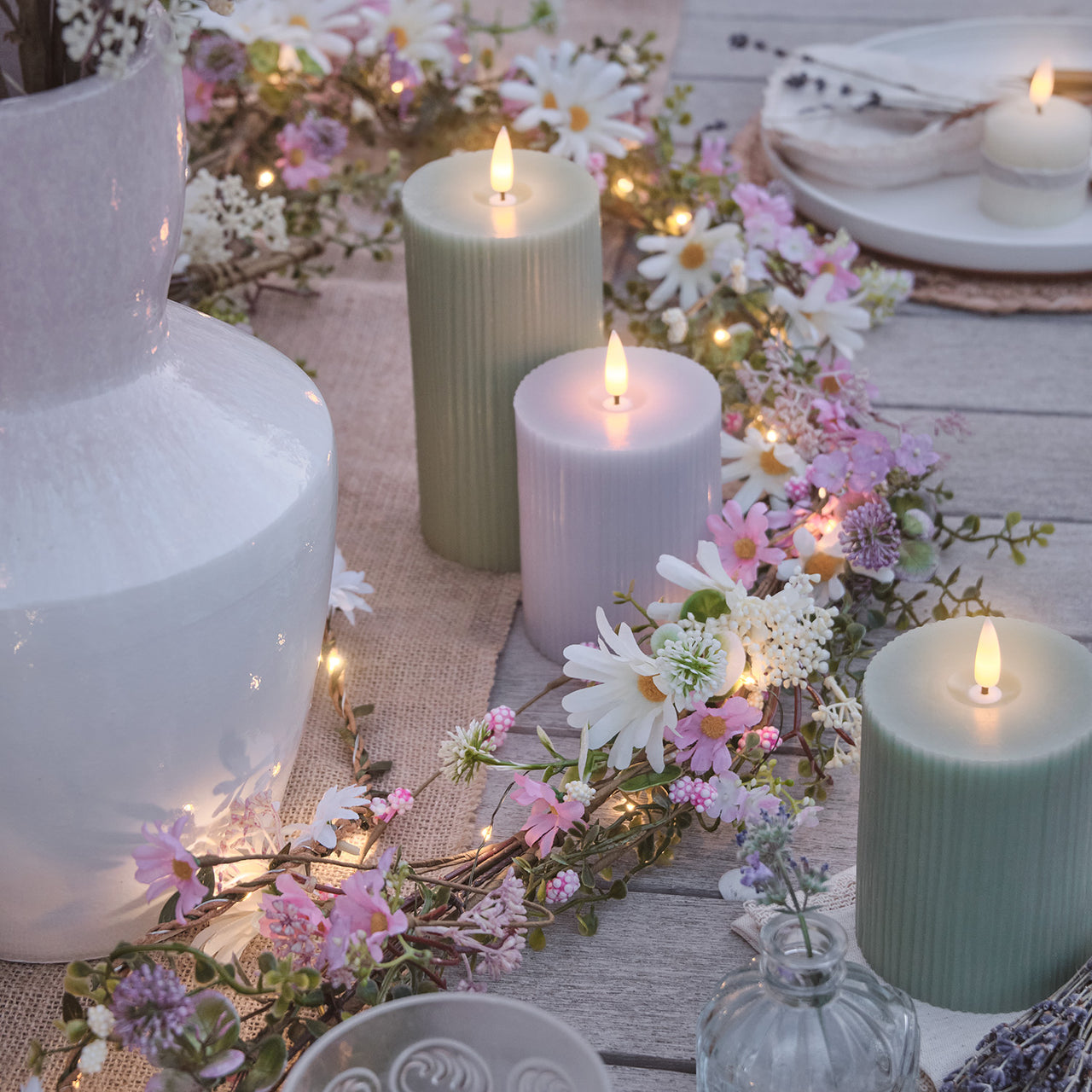 3er TruGlow® LED‑Stumpenkerzen mit Fernbedienung
