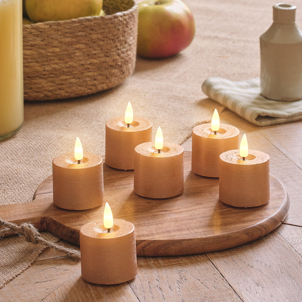 6er Set TruGlow® LED-Votivkerzen ohne Fernbedienung & Timer in Kupferfarben