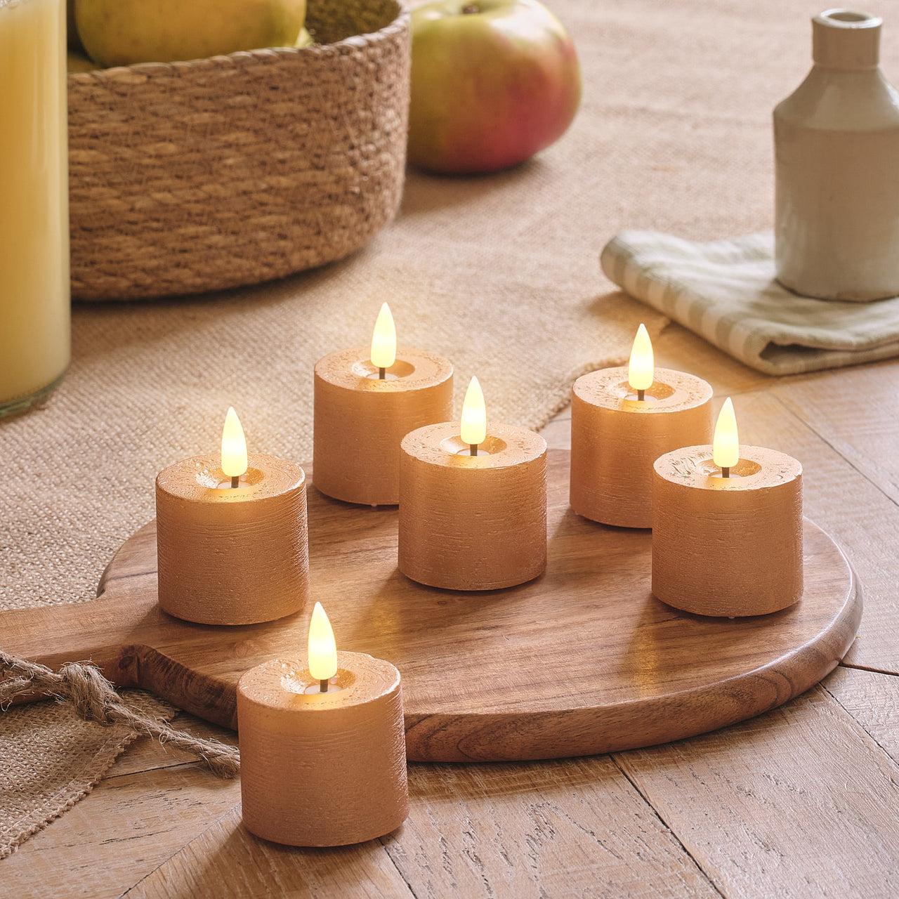 6er Set TruGlow® LED-Votivkerzen ohne Fernbedienung & Timer in Kupferfarben