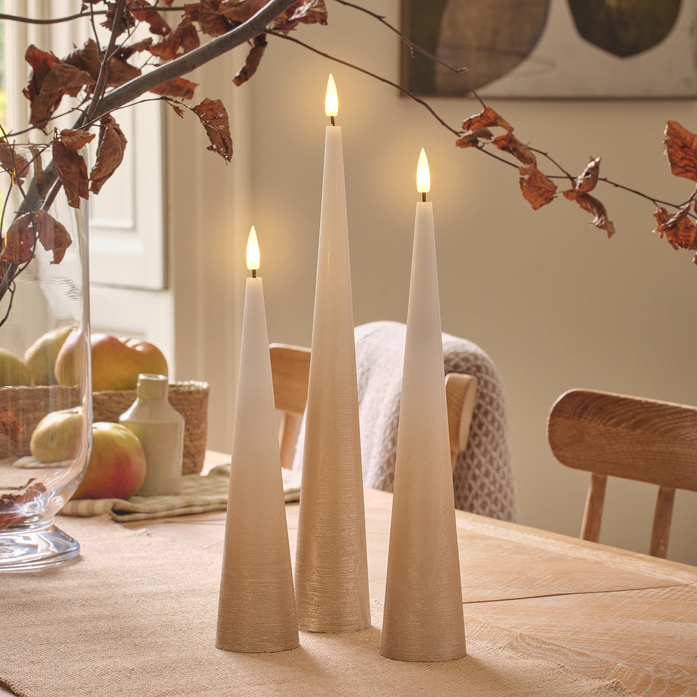 3er Set TruGlow® LED-Kegelkerzen ohne Fernbedienung Bronze-Ombre