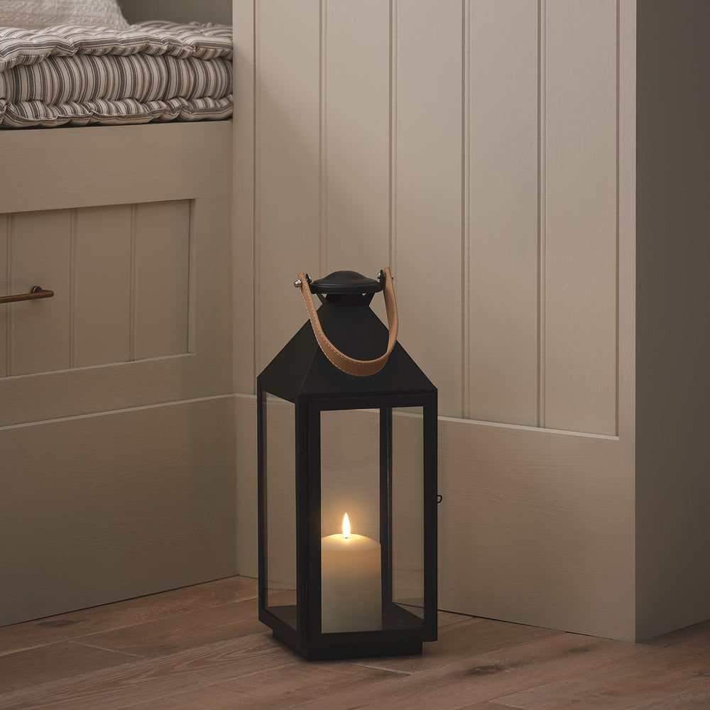 2er Set Brixham TruGlow® LED-Laternen aus Metall mit Griffen in Lederoptik