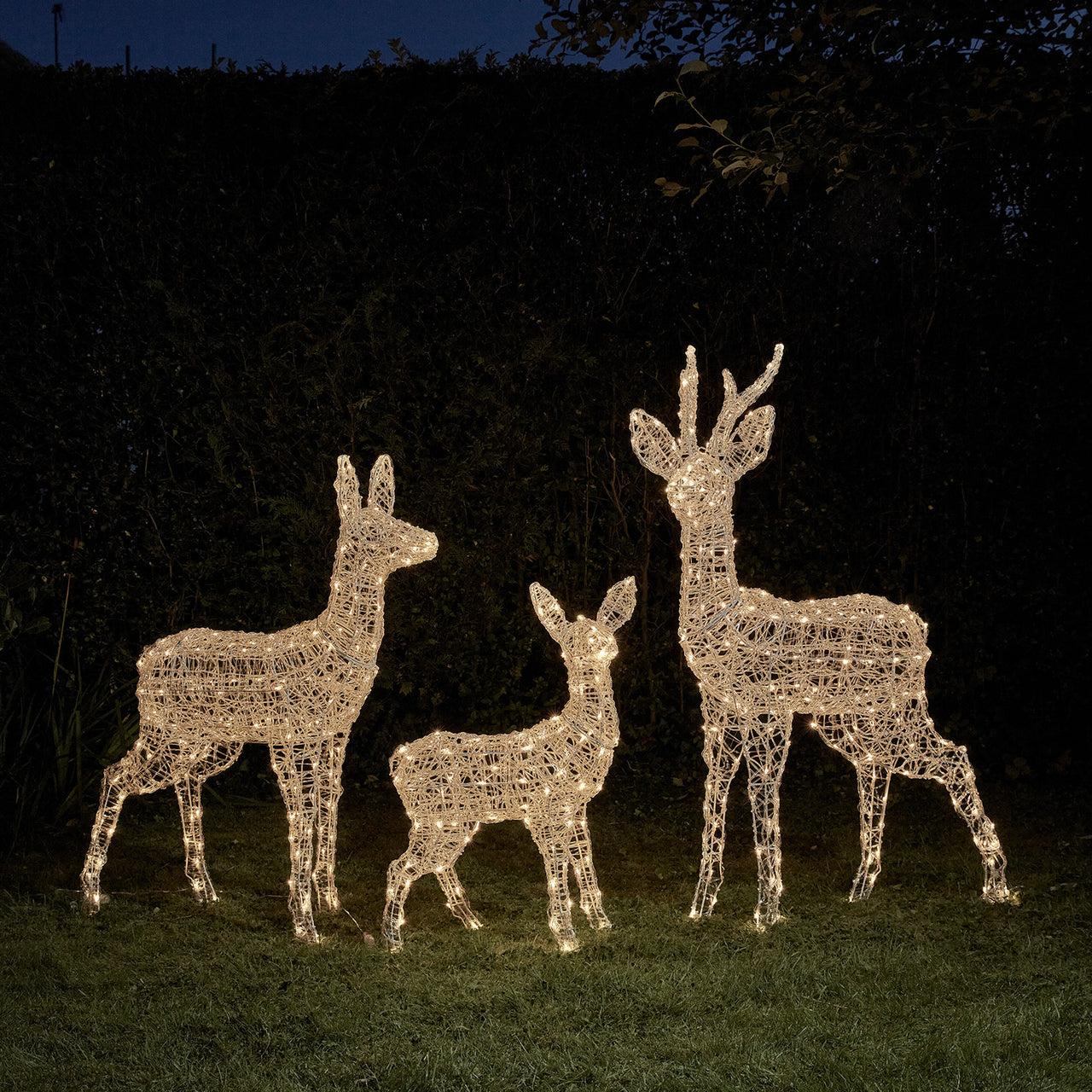 3er Set batteriebetriebene bicolor LED-Rentierfamilie L Swinsty
