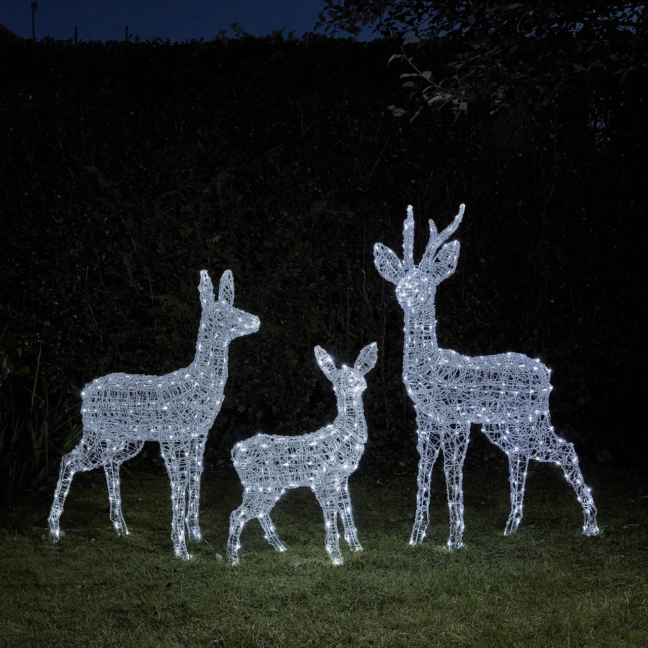 3er Set batteriebetriebene bicolor LED-Rentierfamilie L Swinsty