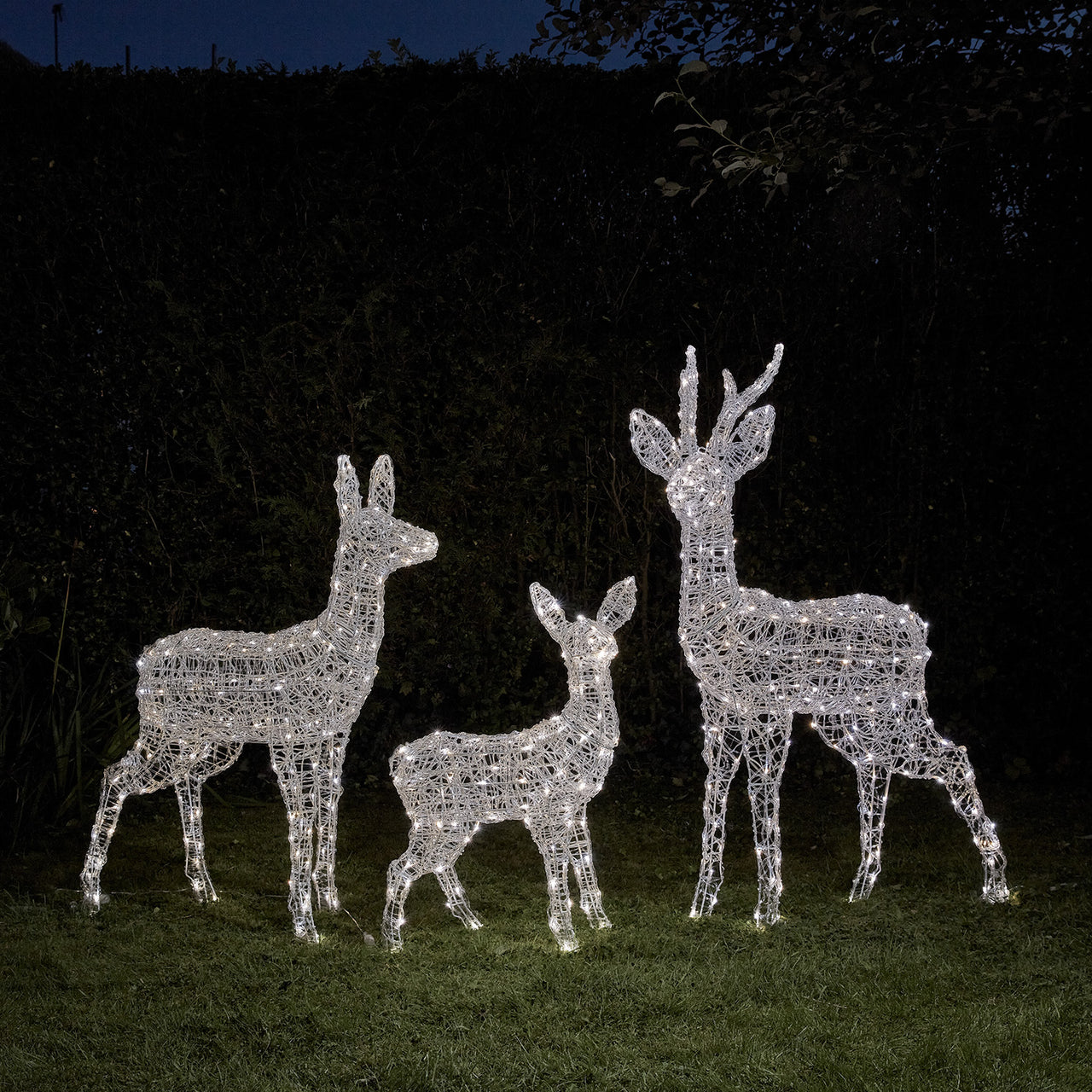 3er Set batteriebetriebene bicolor LED-Rentierfamilie L Swinsty