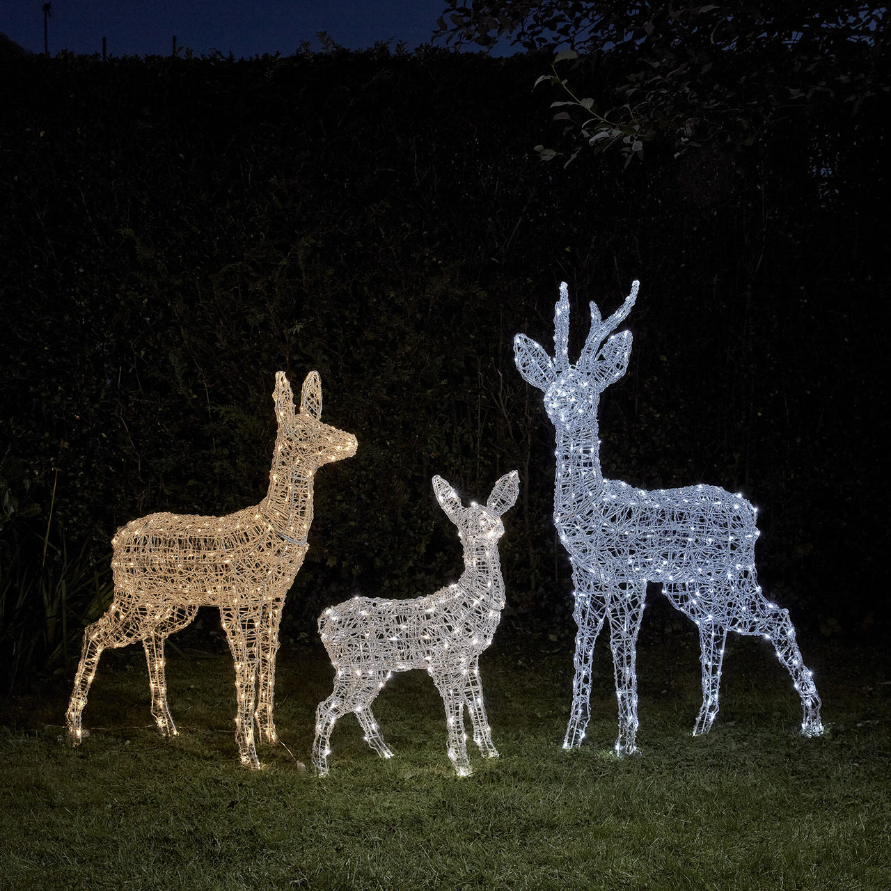 3er Set batteriebetriebene bicolor LED-Rentierfamilie L Swinsty