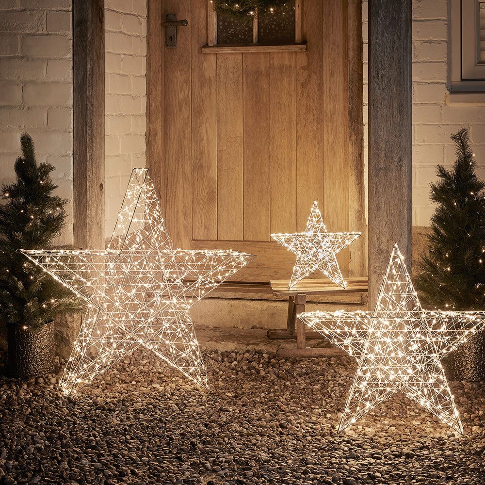 3er Set Bicolor LED Sterne Weihnachtsdeko außen