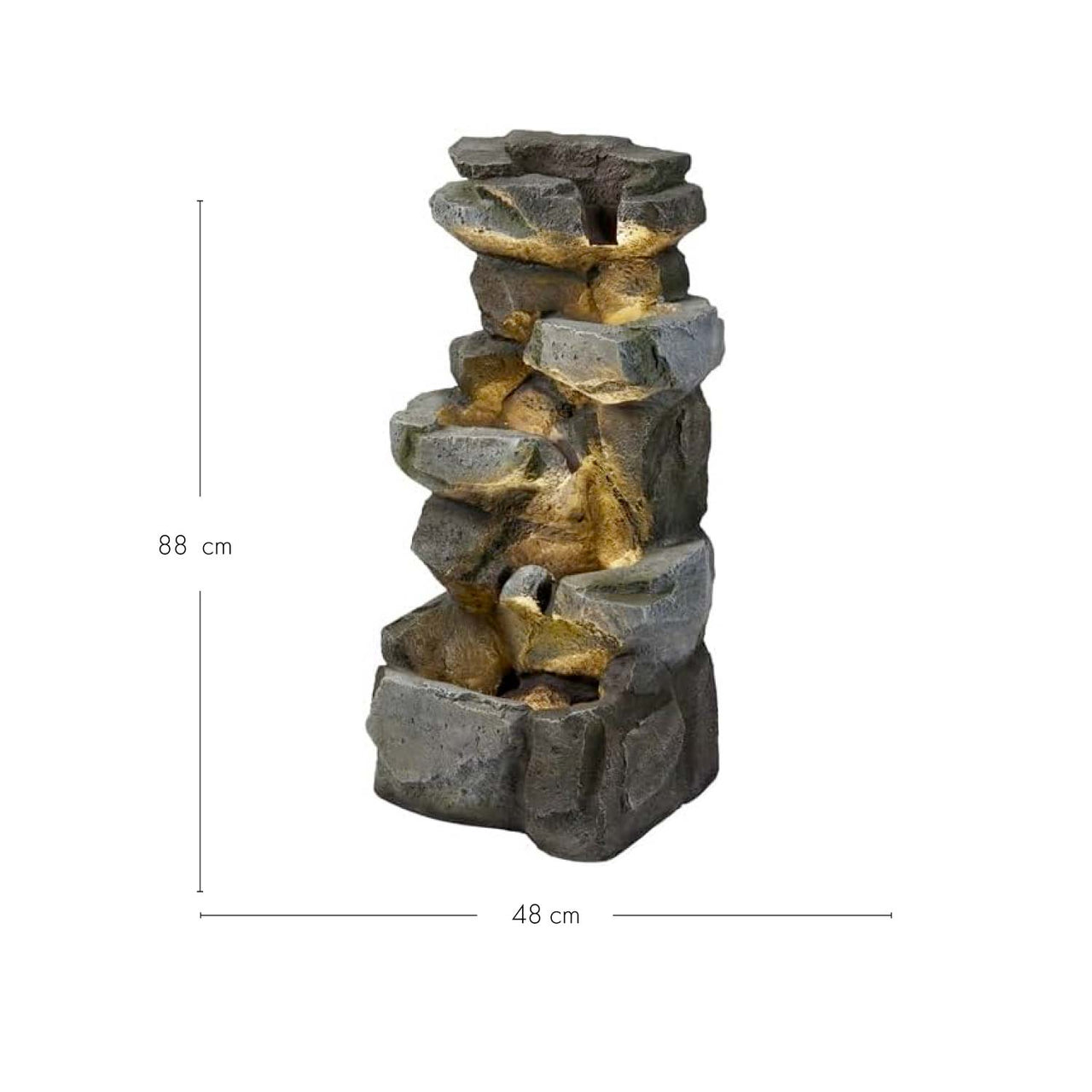 Ingleton 88cm LED Gartenbrunnen Felsen