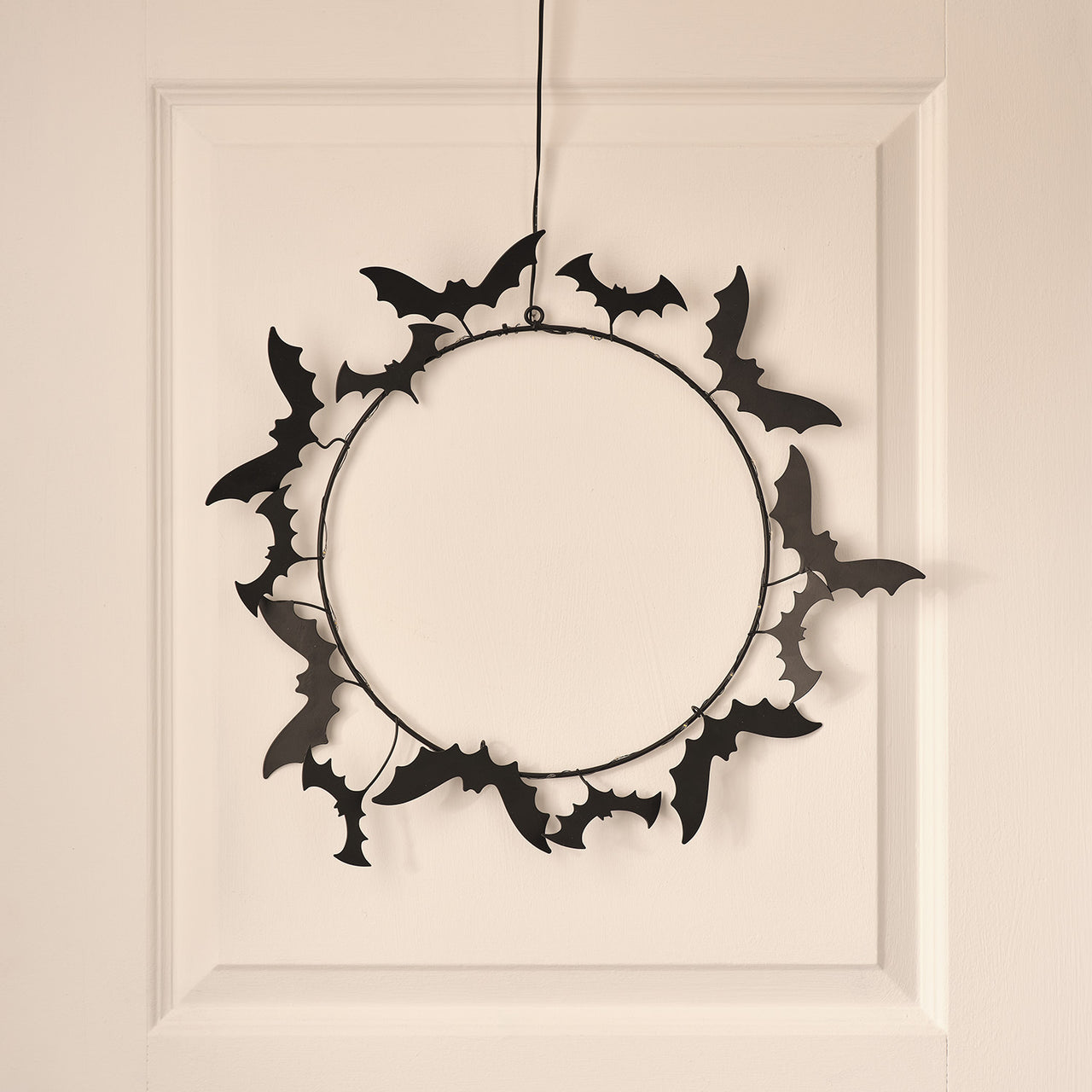 43 cm LED-Halloween-Kranz mit Fledermäusen unbeleuchtet