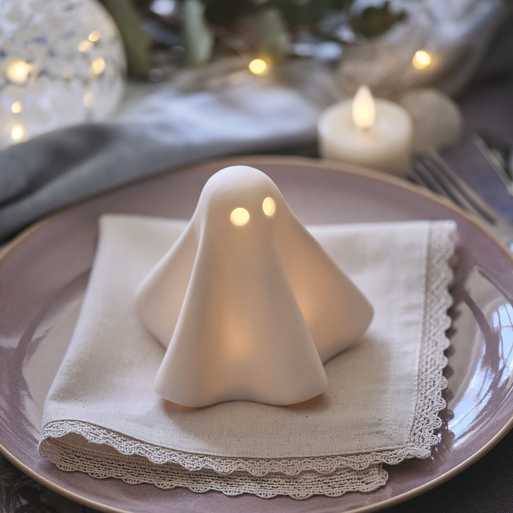 Gerald der LED-Halloween-Geist aus Porzellan als Serviettenhalter
