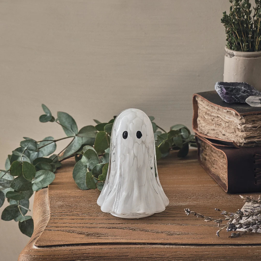 Gertie LED-Halloween-Geist-Deko aus Konfettiglas - klein
