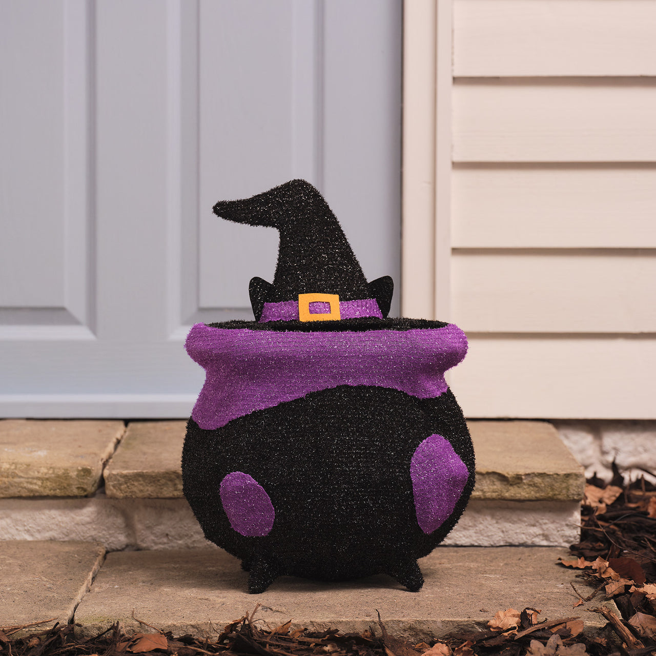 "Katze im Kessel" LED-Halloween-Figur für den Außenbereich unbeleuchtet