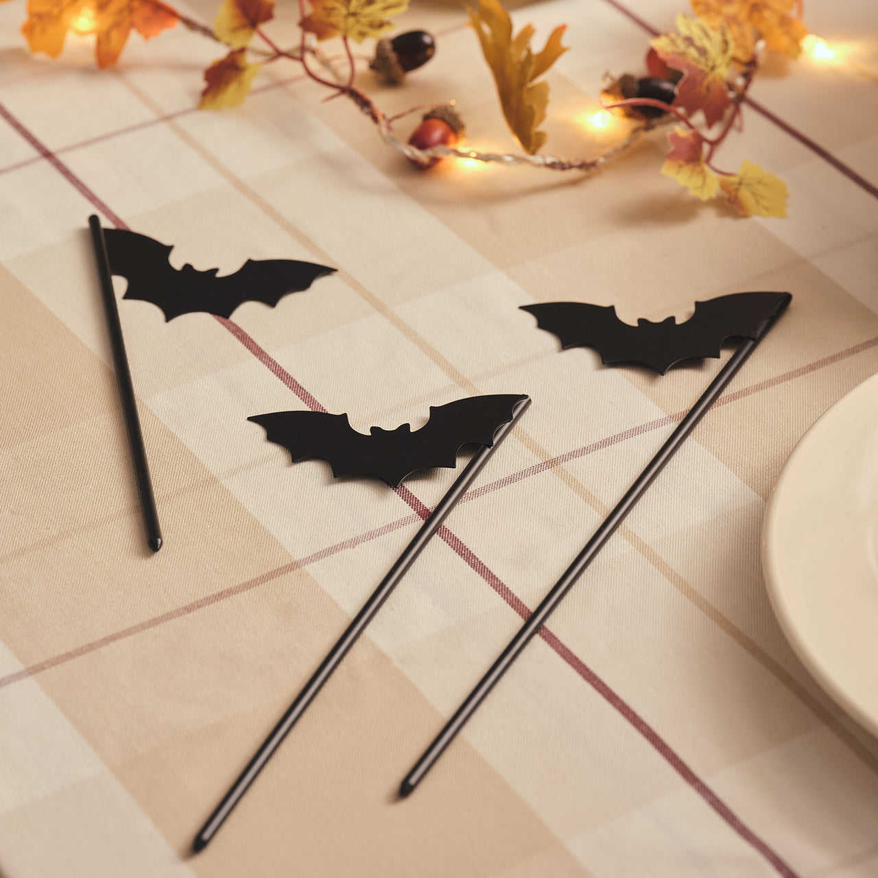 3er Set Halloween Fledermaus Gartenstecker in Schwarz