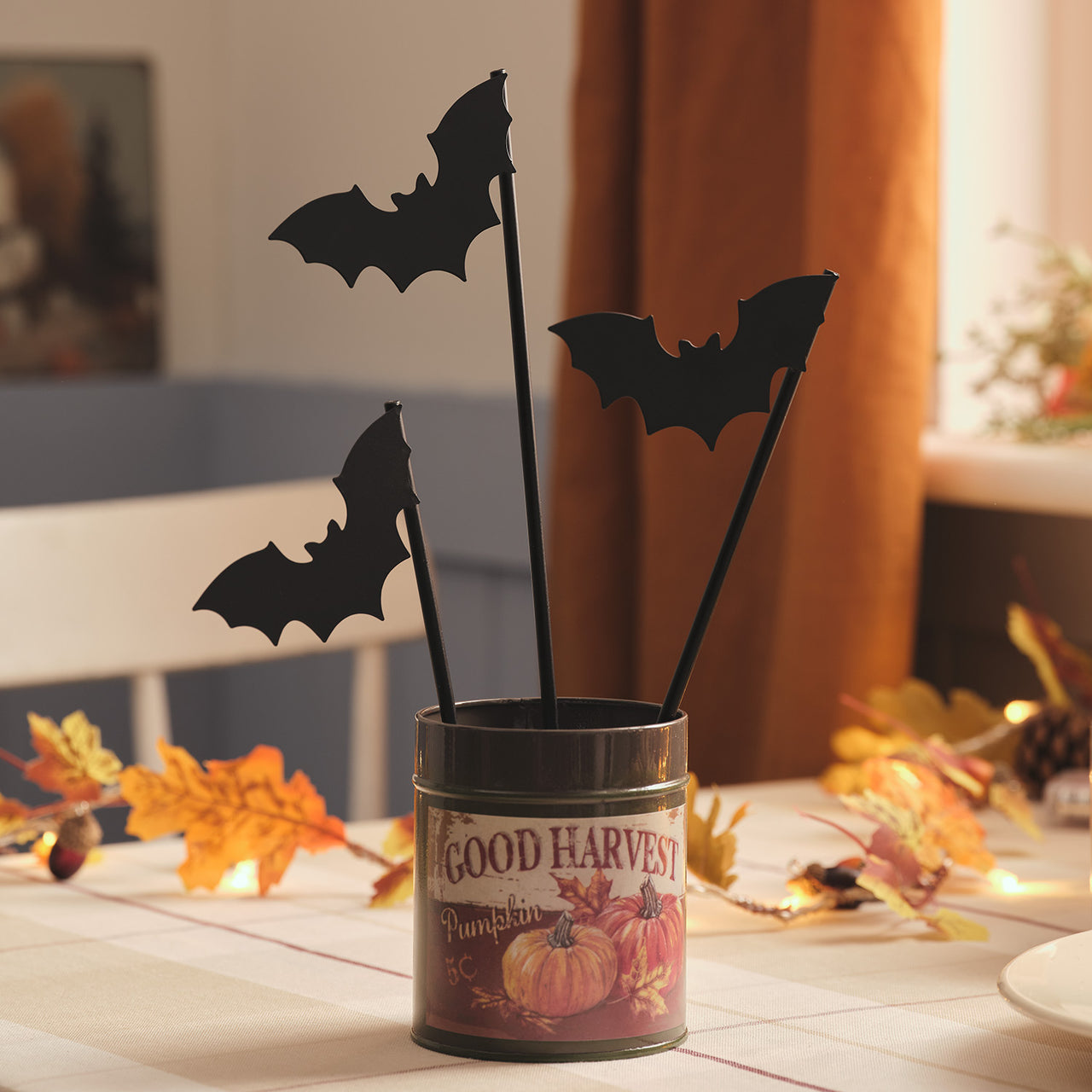 3er Set Halloween Fledermaus Gartenstecker in Schwarz