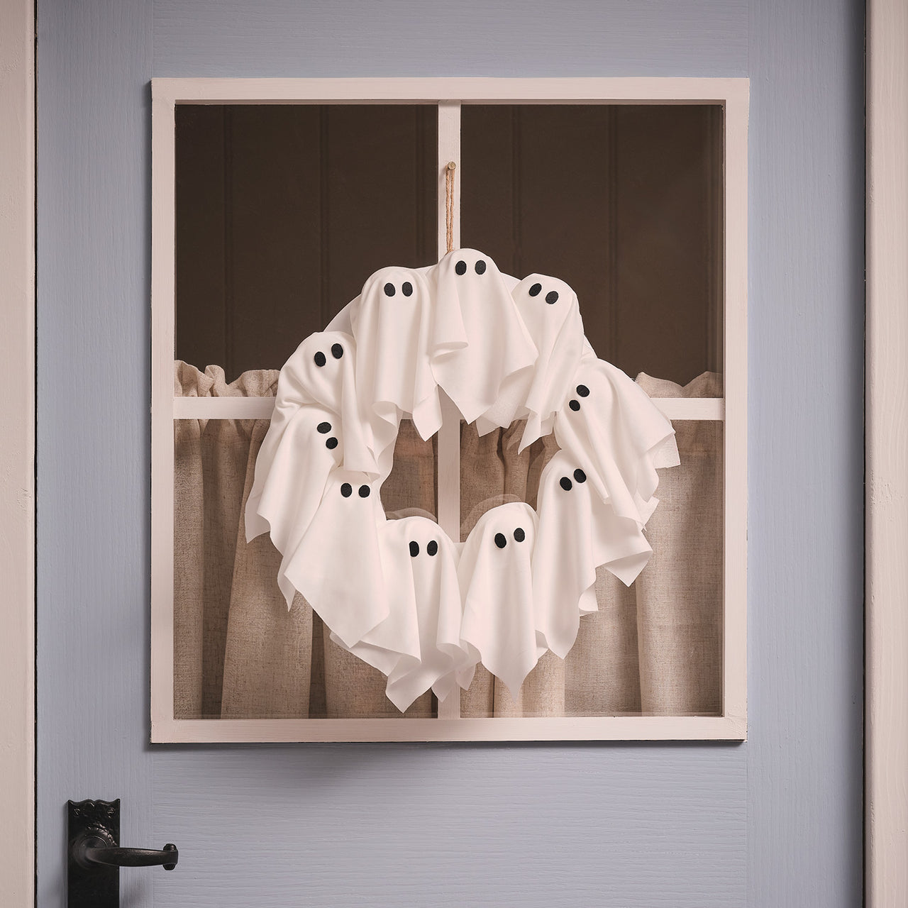 LED Halloween Türkranz 32 cm mit Geistern & 6h-Timer unbeleuchtet