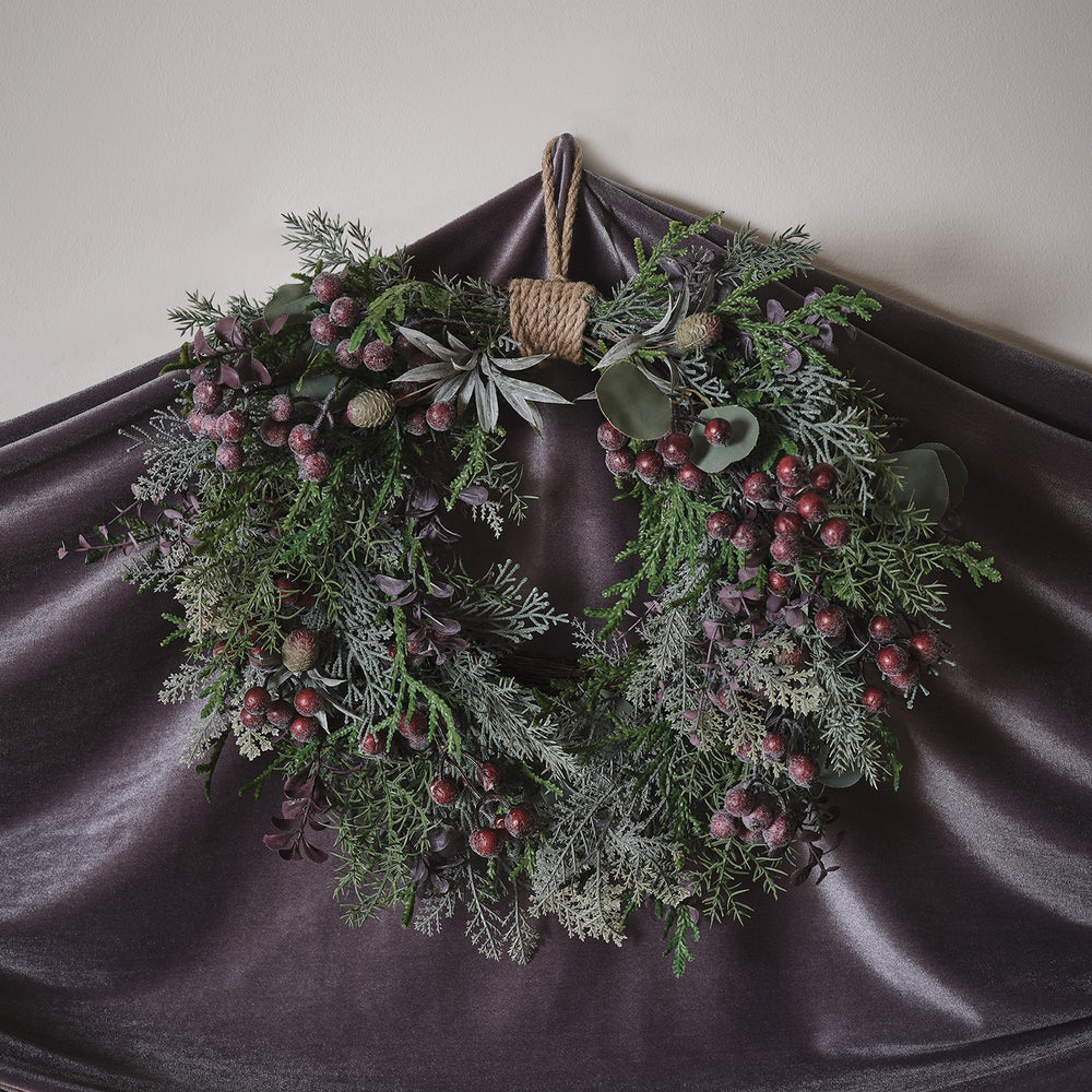 40cm Kranz mit lila Beeren beleuchtet