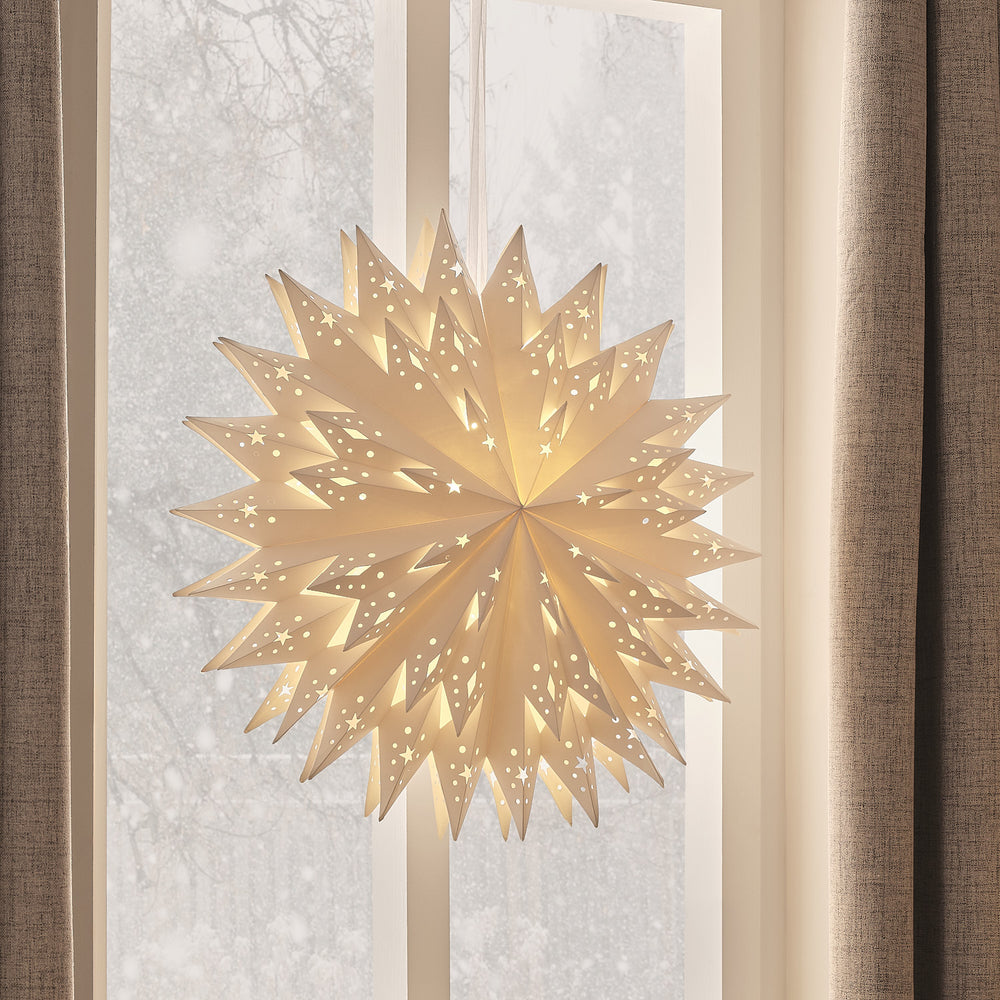 58cm LED Papierstern Weihnachtsdeko zum Aufhängen in Warmweiß