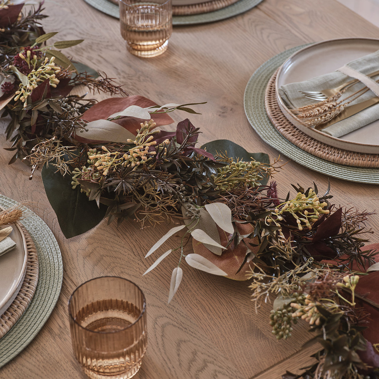2m Herbst- und Wintergirlande mit Beleuchtung
