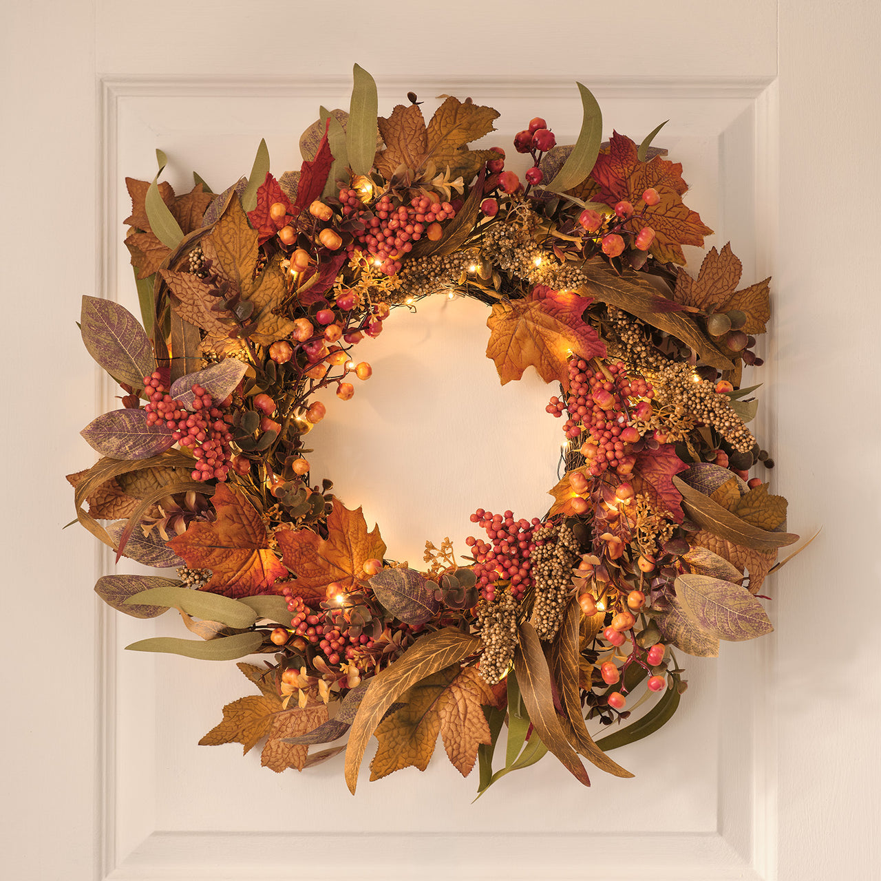 60 cm LED-Herbstkranz beleuchtet