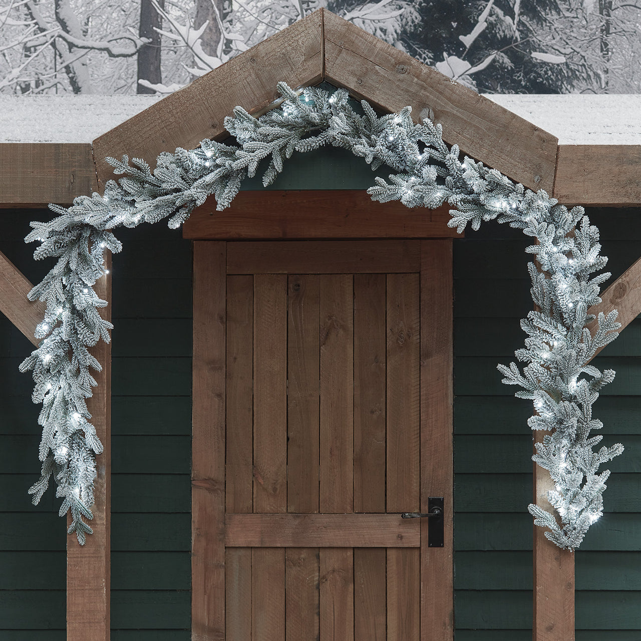2,5m verschneite Outdoor-Girlande mit Beleuchtung