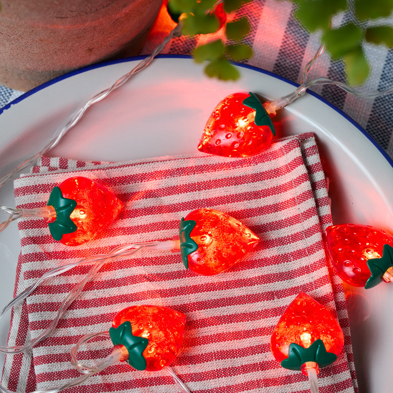10er LED Lichterkette Erdbeeren Batteriebetrieb