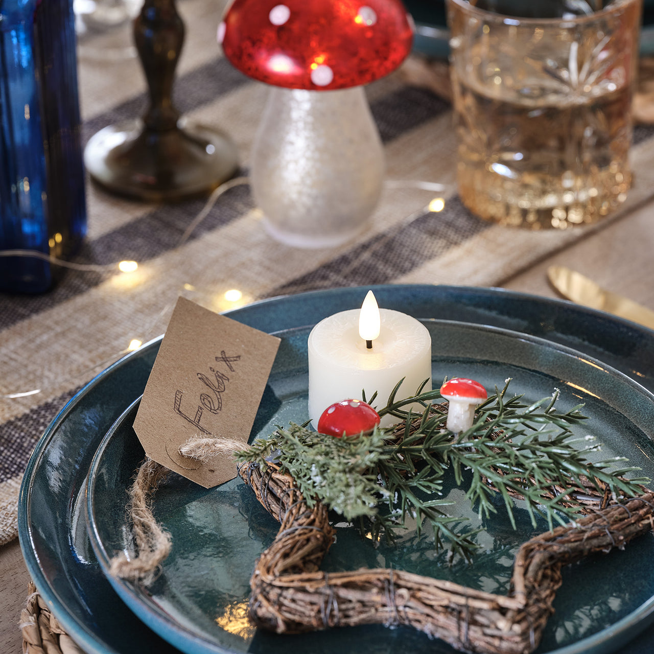 LED Glas Weihnachtsdeko Fliegenpilze
