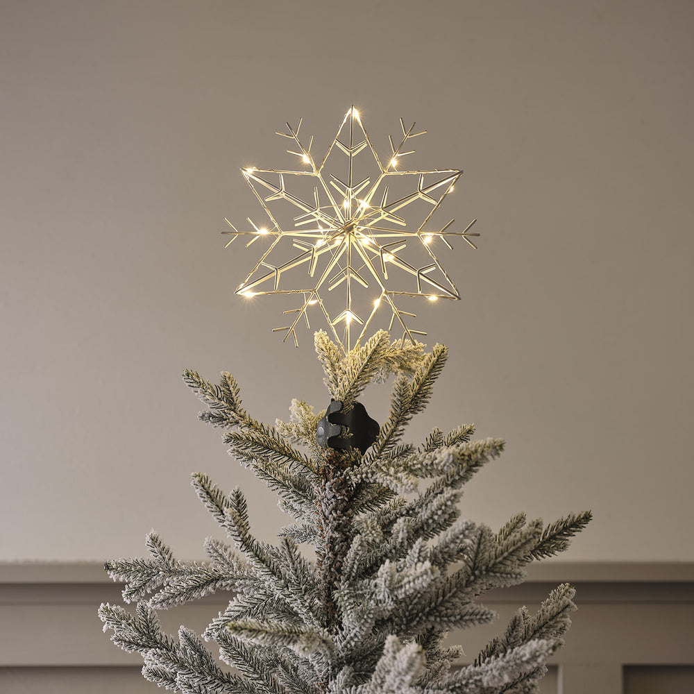 LED Metall Schneeflocke Weihnachtsbaumspitze weiß