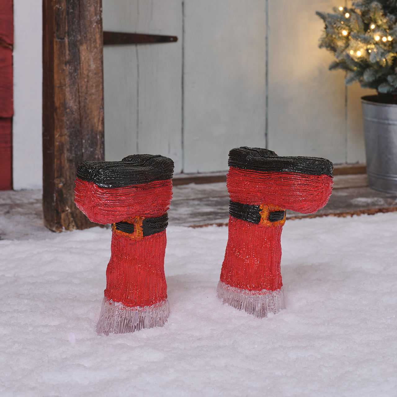 2er Set LED-Stableuchten Weihnachtsstiefel