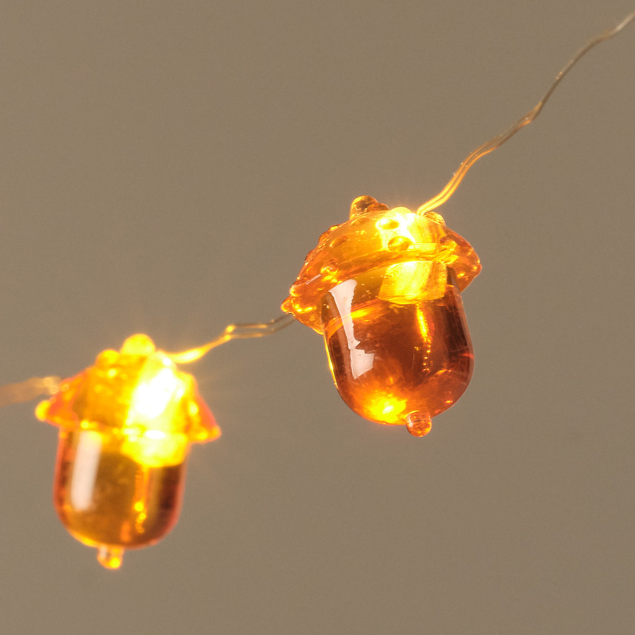 20er Eichel LED-Mikro-Lichterkette mit Timer in Warmweiß Nahaufnahme