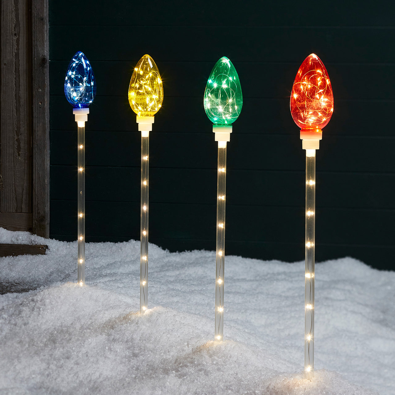 4er Set Stableuchten Weihnachtsdeko außen bunt