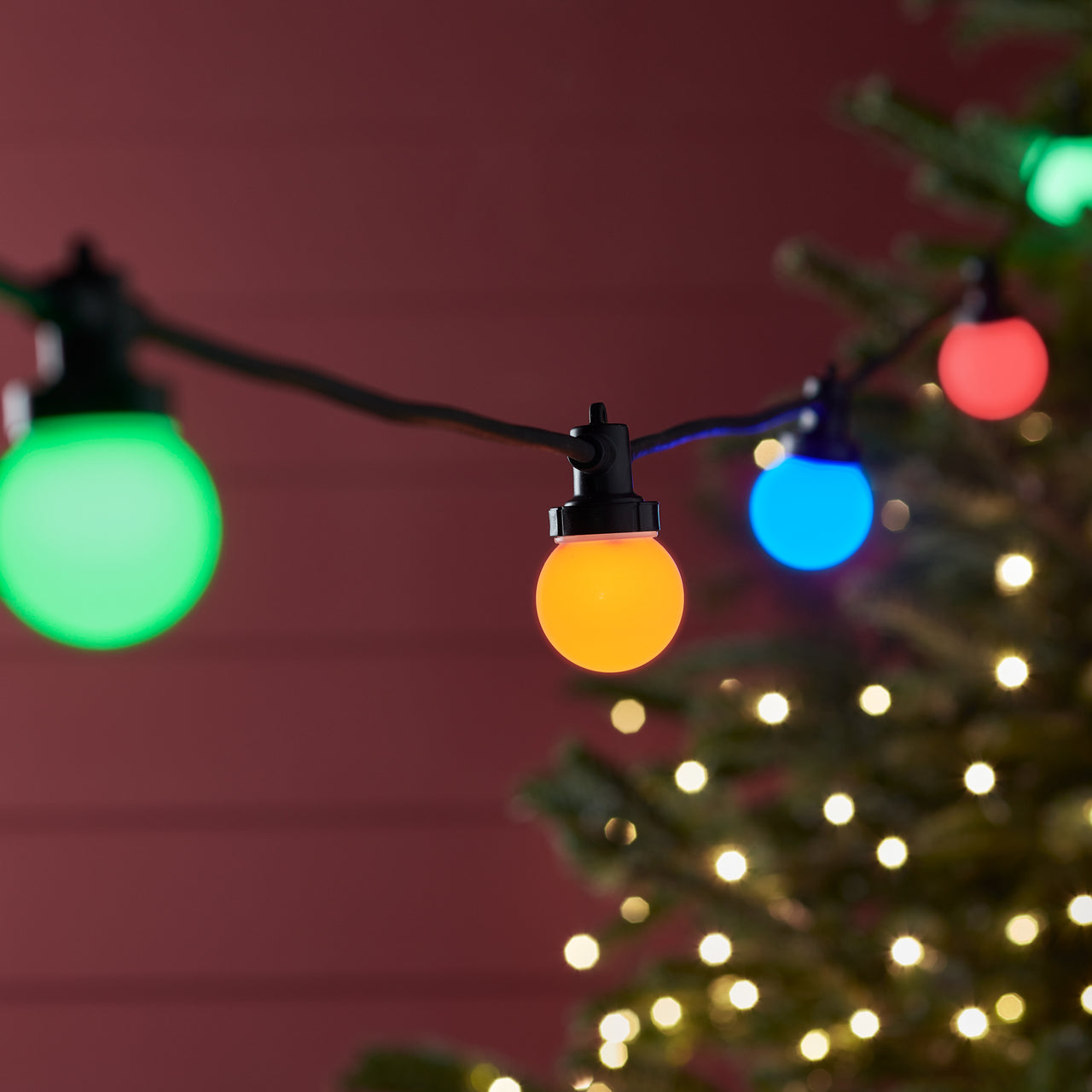 Pro Connect IP67 10m 20er Party Lichterkette bunt koppelbar schwarzes Kabel