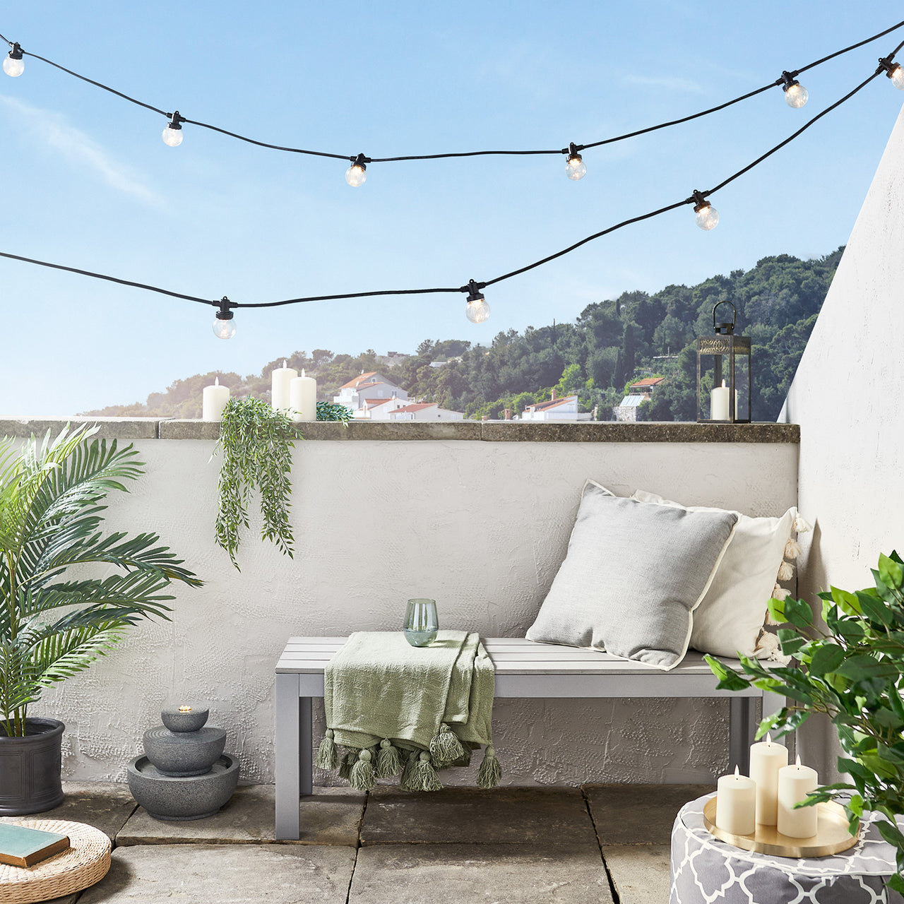 Pro Connect IP67, 35m 70er Party Lichterkette warmweiß transparente Birnen koppelbar schwarzes Kabel