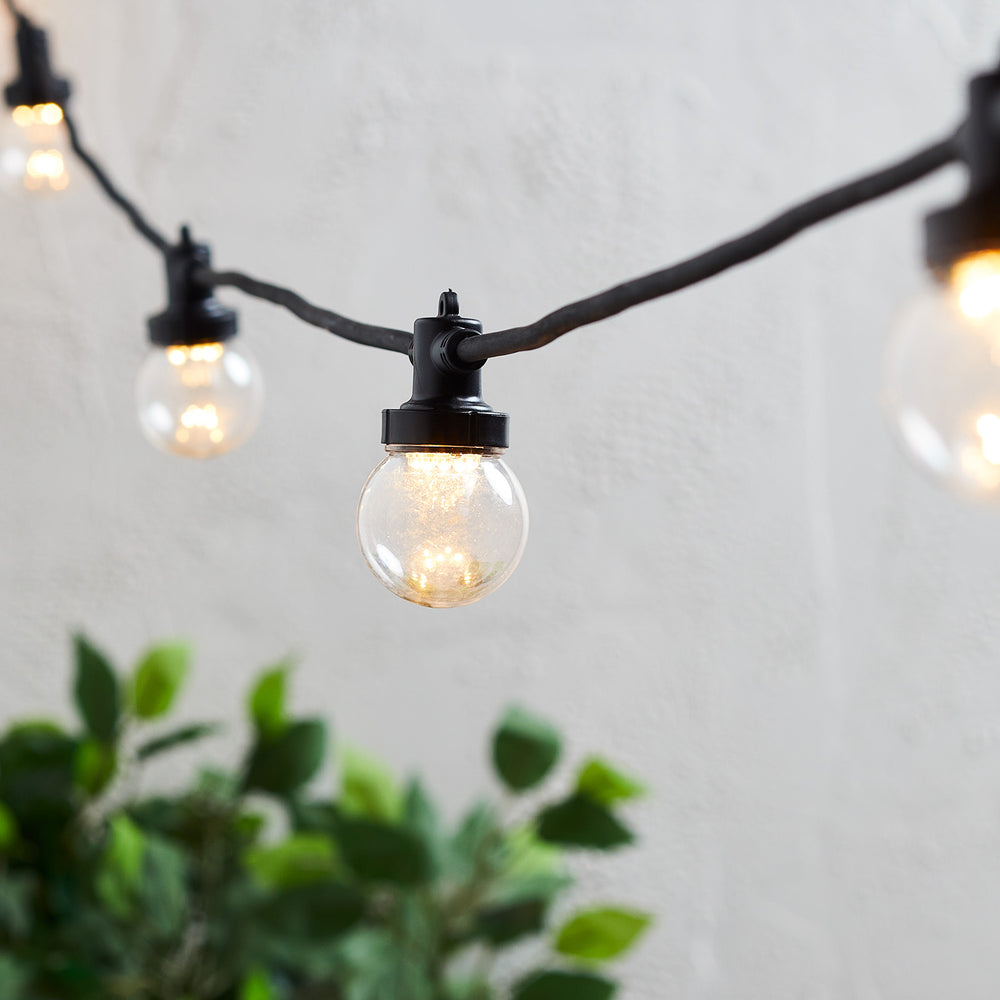 Pro Connect IP67, 35m 70er Party Lichterkette warmweiß transparente Birnen koppelbar schwarzes Kabel