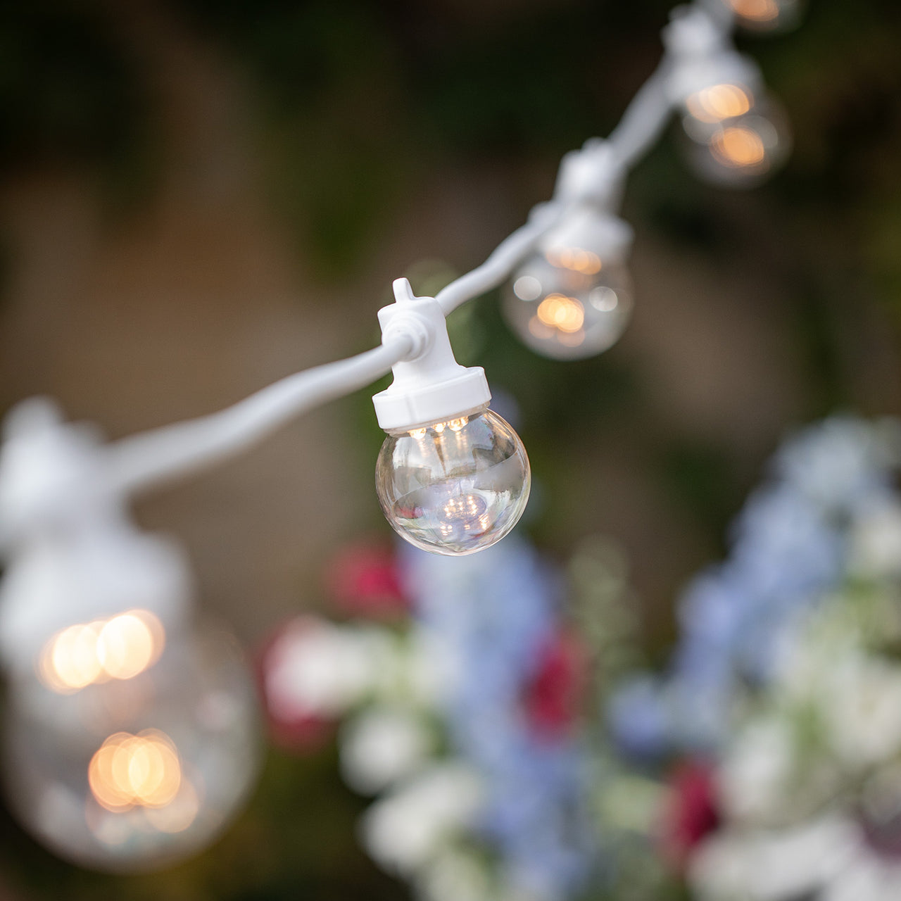 Pro Connect von 5m 10er Party Lichterkette warmweiß transparente Birnen koppelbar weißes Kabel