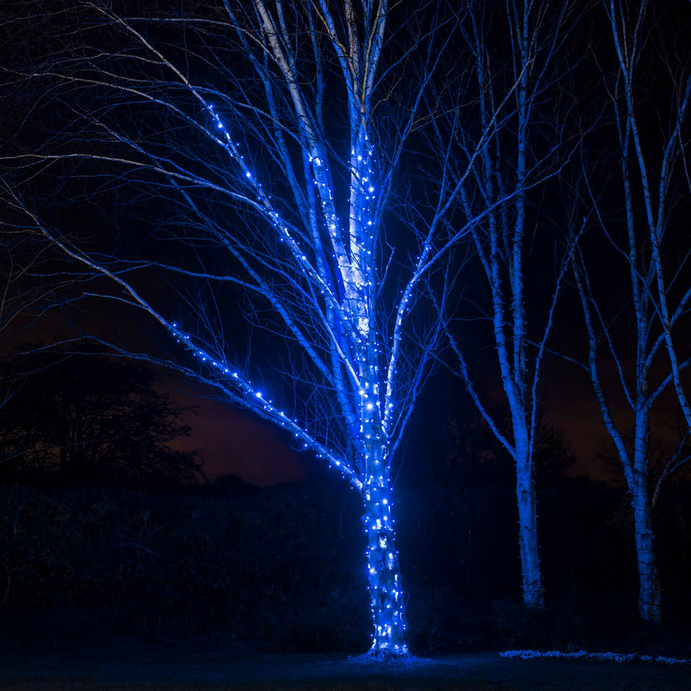 Pro Connect 10m 100er LED Lichterkette blau koppelbar schwarzes Kabel IP67