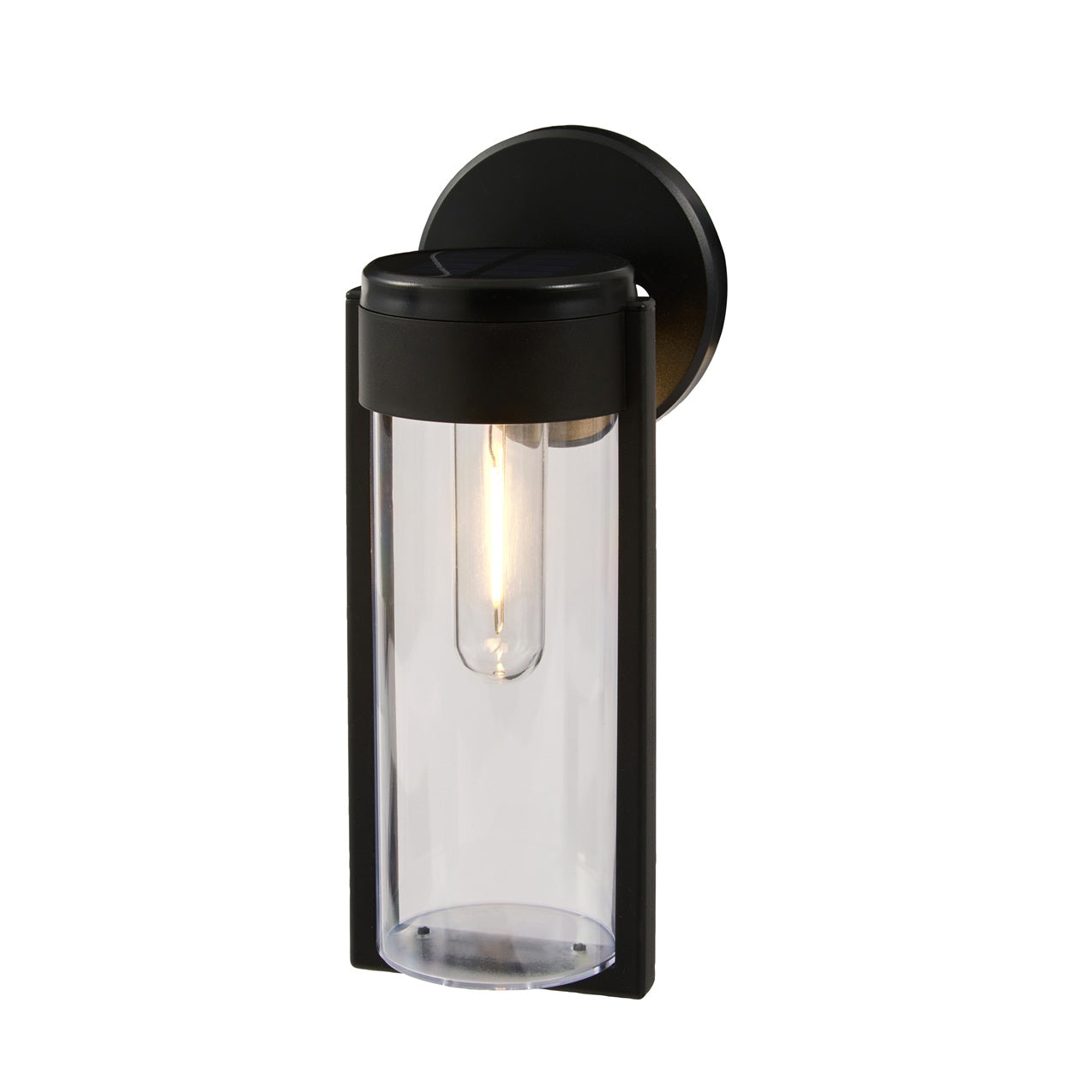 Schwarze "Wilton" Solar-Wandleuchte mit warmweißer LED