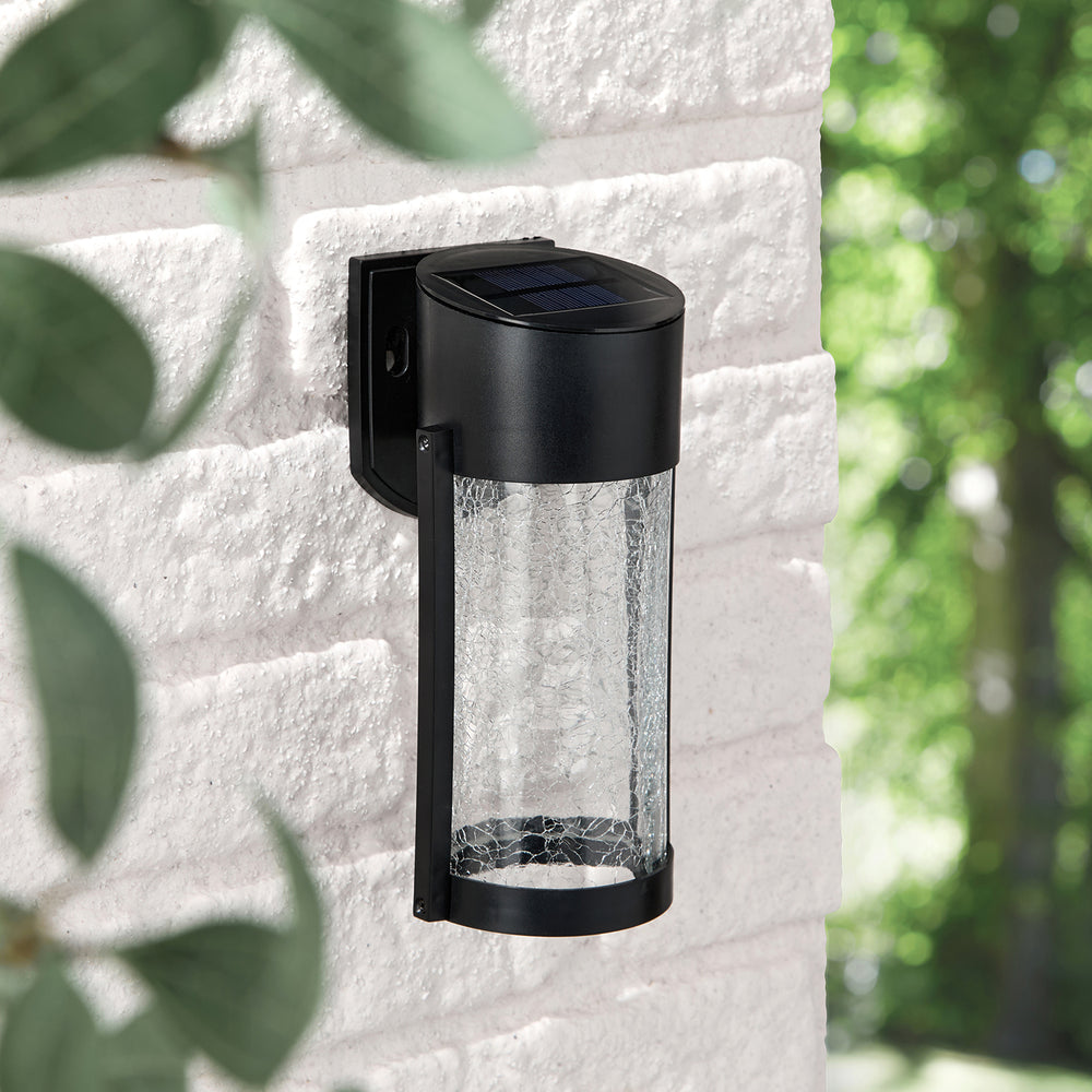 Lyme Solar-Wandleuchte aus Crackle-Glas Warmweiß