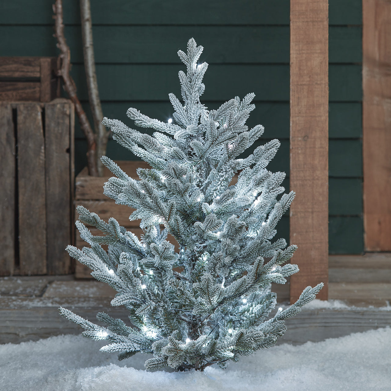 91cm LED Stableuchte verschneiter Weihnachtsbaum