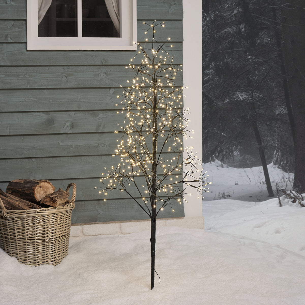 1,2m schwarzer LED Starburst Lichterbaum mit 504 warmweißen Mikro-LEDs