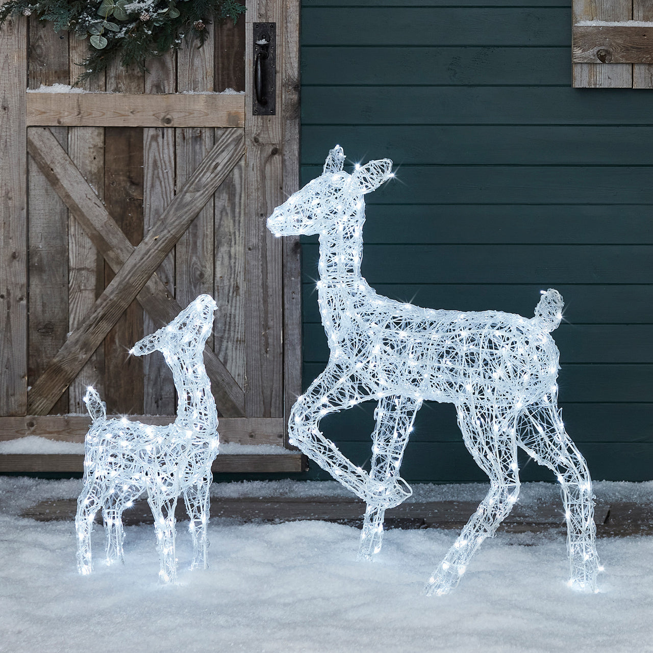 2er Set Solar-LED-Rentiere Hirschkuh & Rehkitz M Swinsty