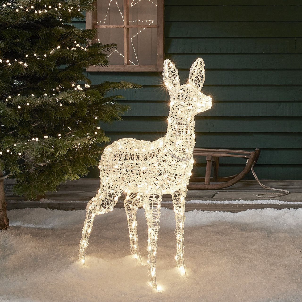 Bicolor LED-Rentier Hirschkuh L Swinsty