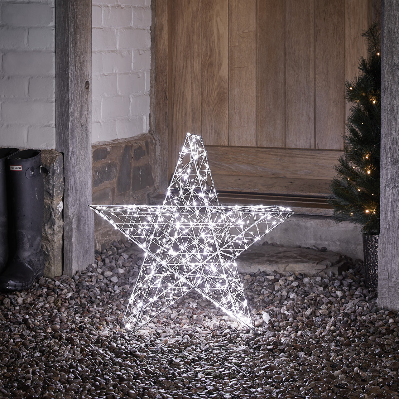 60cm Bicolor LED Stern Weihnachtsdeko außen