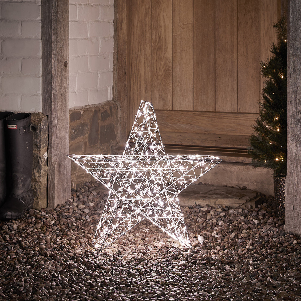 60cm Bicolor LED Stern Weihnachtsdeko außen