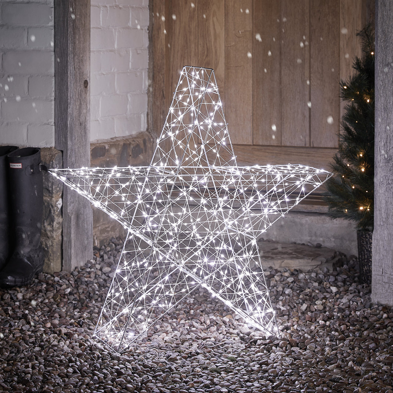 82cm Bicolor LED Stern Weihnachtsdeko außen